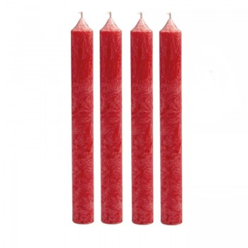 4 bougies en stéarine bio rouge 2x20 cm