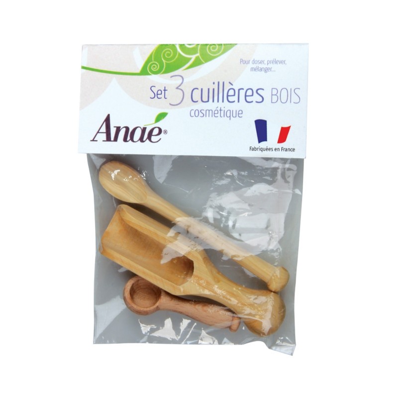 kit de 3 cuillères bois français cosmétique bio et cuisine de santé